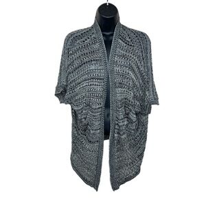 Rue21 Grey Open Knit Short Sleeve Sweater Shrug  Medium Oversized